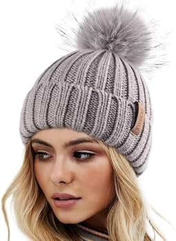 FURTALK Womens Winter Knitted Beanie Hat with Faux Fur Pom Warm Knit Skull Cap Beanie for Women a... | Amazon (US)