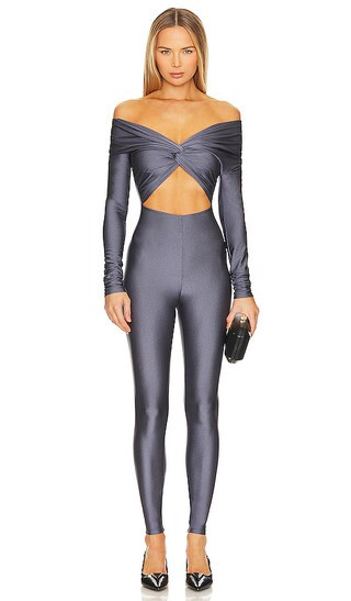 Kendall Off The Shoulder Jumpsuit in Graphite | Revolve Clothing (Global)