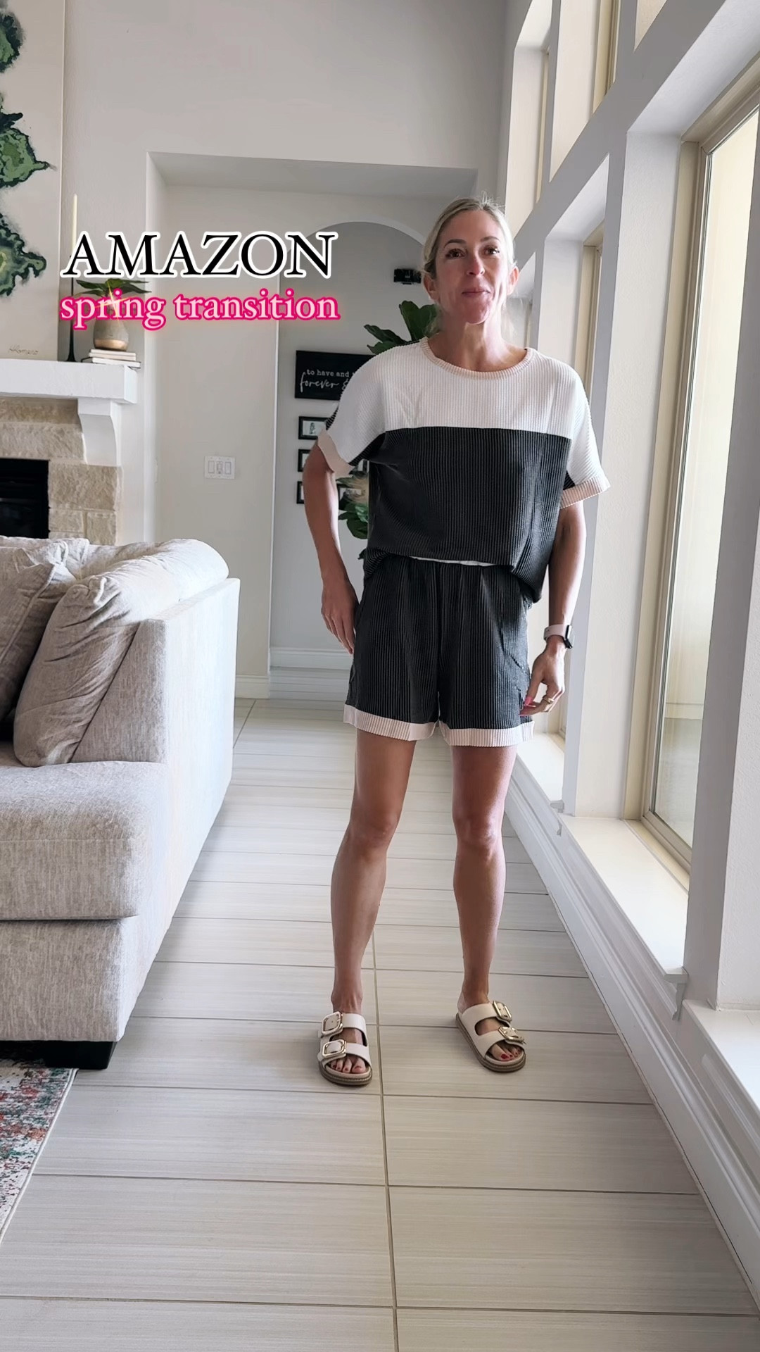 I love a good two piece set, especially as we transition from winter to spring!

2 piece sets from Amazon
Sandals from target 

I searched high and low for the black set and I canNOT find it on Amazon anymore 