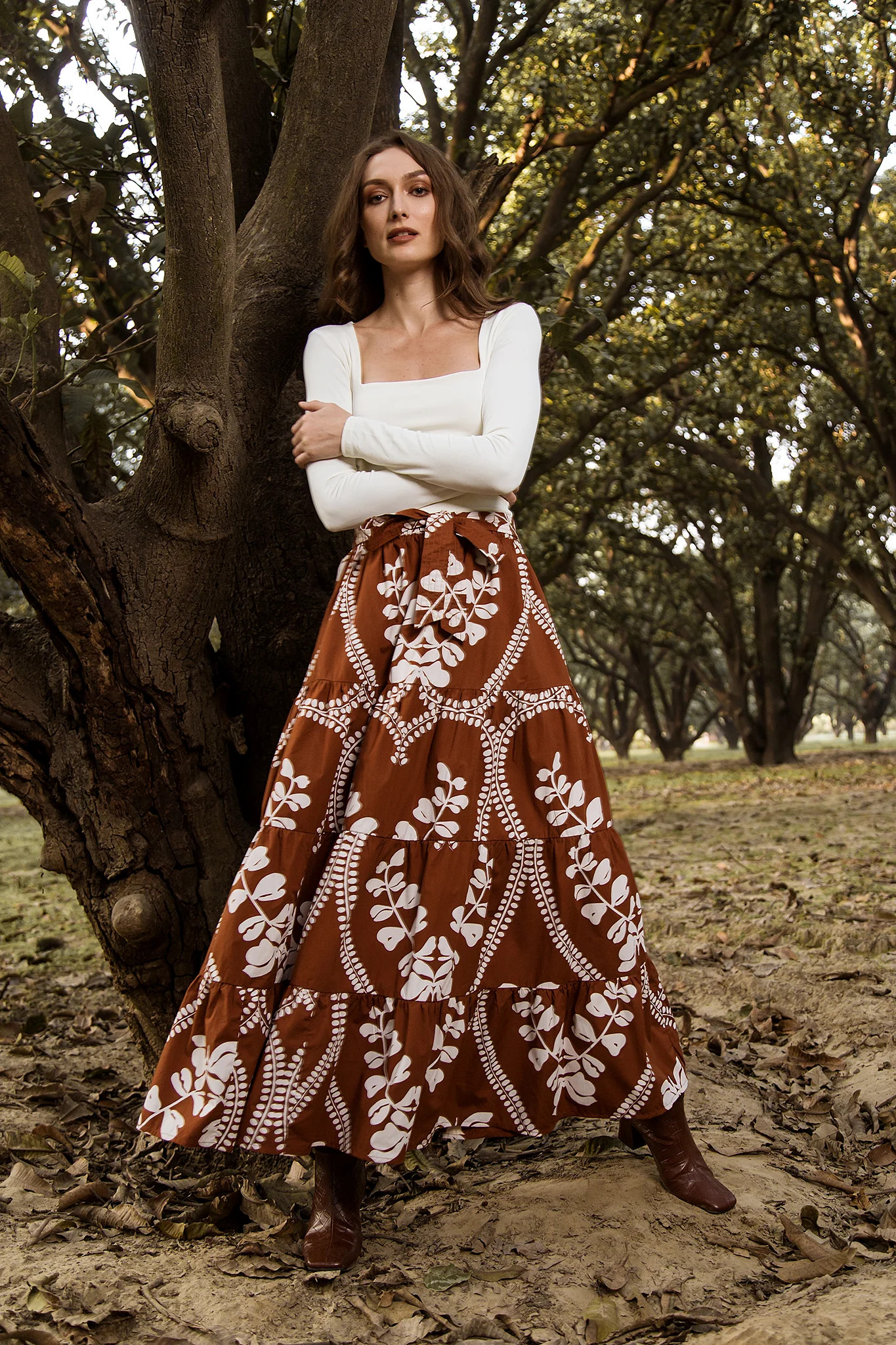 1691 Gia Skirt - Heart (Brown) | Beyond By Vera