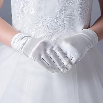 Ever Fairy Girl's Holiday, Wedding, or Pageant White Satin Gloves Princess Glove | Amazon (US)