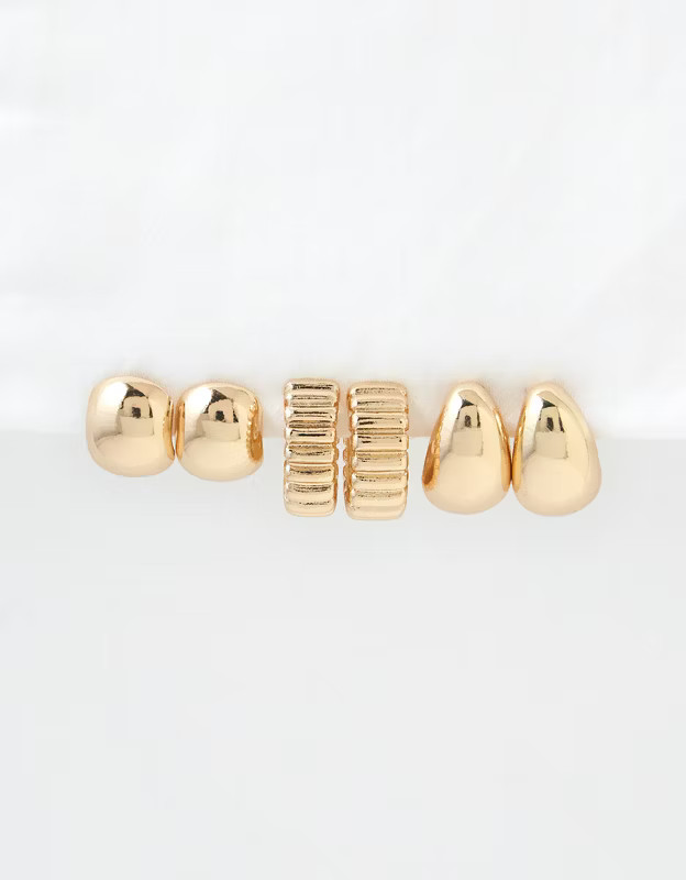 AEO Chunky Hoop Earring 3-Pack | American Eagle Outfitters (US & CA)