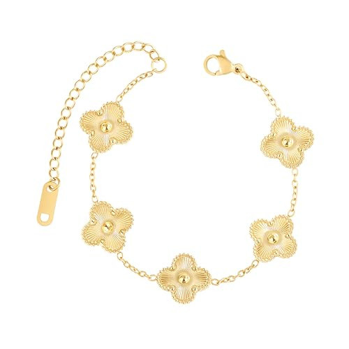 Osildde 18K Gold Plated Bracelet | Lucky Flower Accessory with Adjustable Chain | Fashion Jewelry Gifts for Women Teen Girls | Amazon (US)