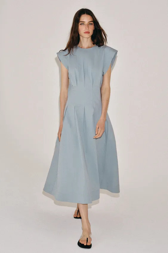 ZW COLLECTION PLEATED POPLIN DRESS | Zara US