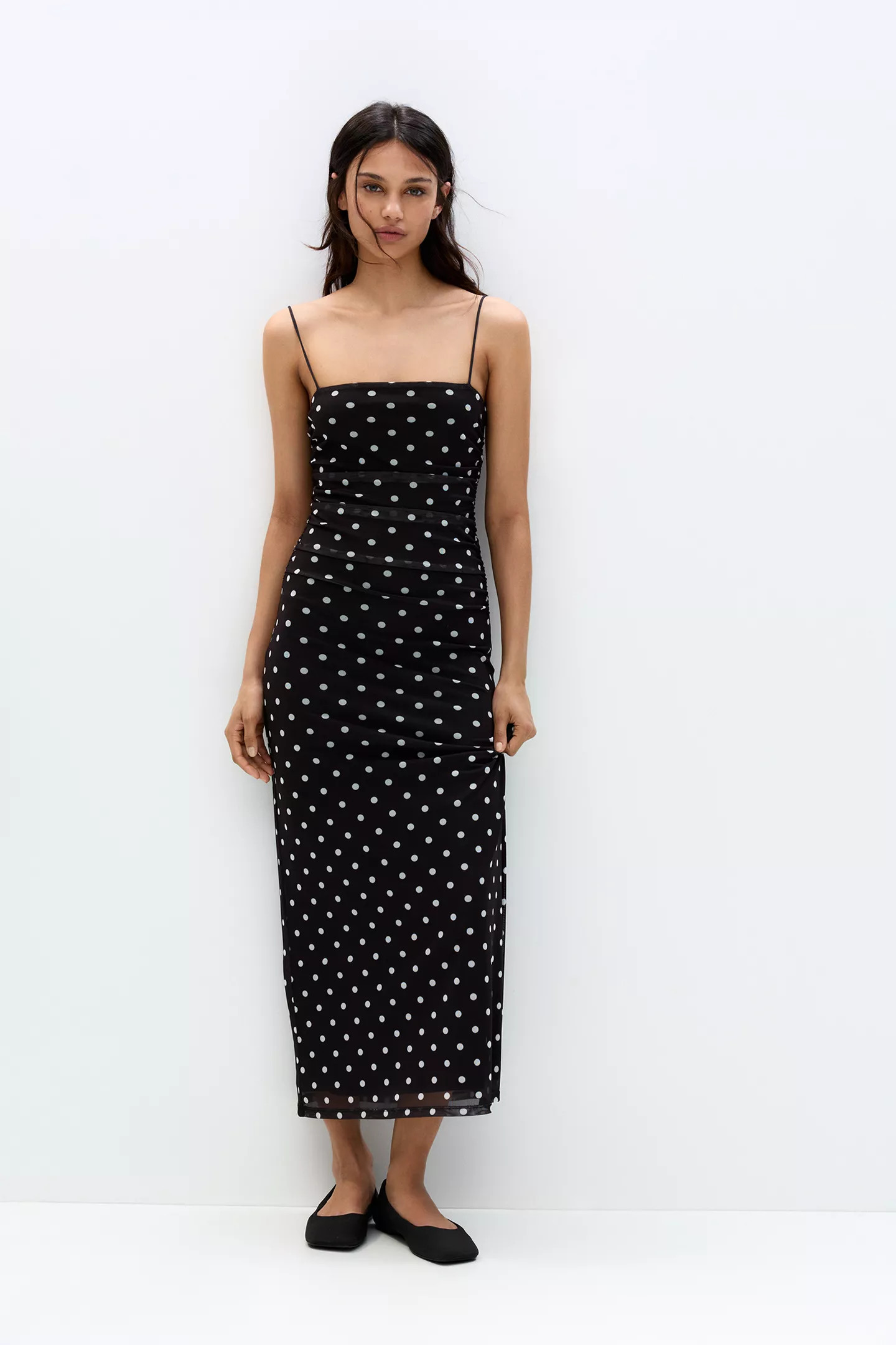 Strappy polka dot midi dress | PULL and BEAR UK