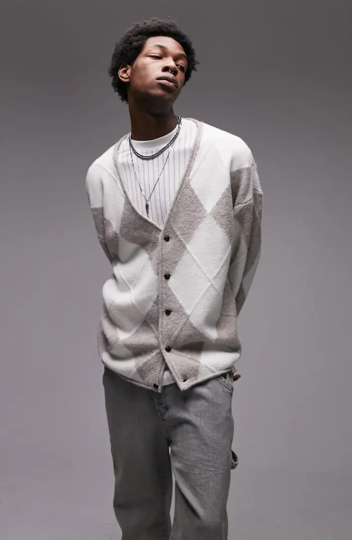 Topman Oversize Argyle Cardigan | Nordstromrack | Nordstrom Rack