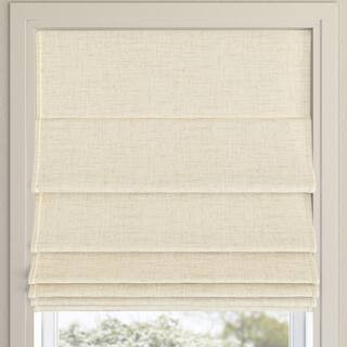 Somerton Cordless Linen 100% Blackout Textured Fabric Roman Shade 39 in. W x 64 in. L | The Home Depot