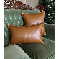 Leather Pillow Cover, Genuine Leather, Pillow, Lumbar, Throw Cushion Lambskin | Etsy (US)
