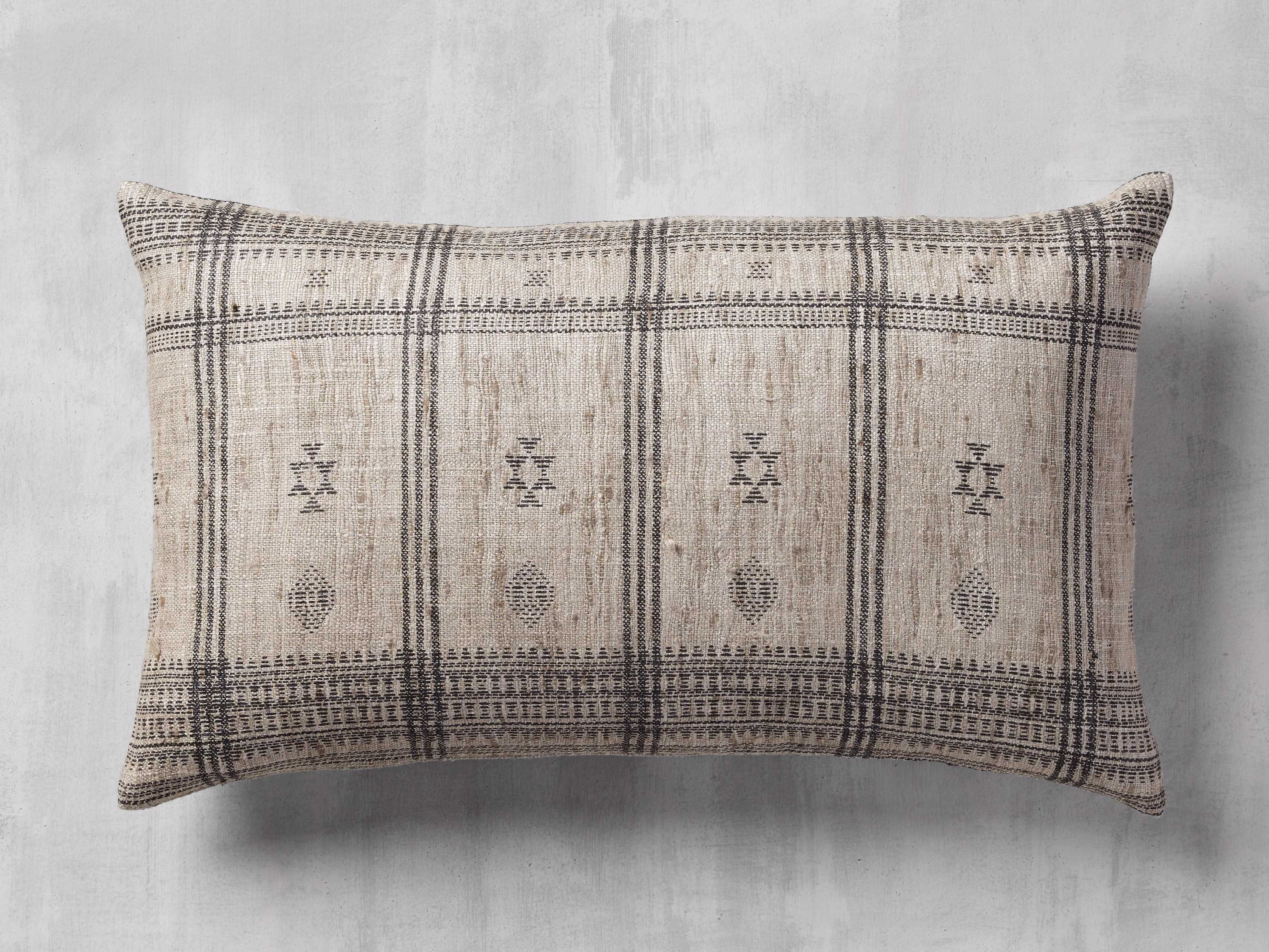 Raw Silk Garwood Lumbar Pillow Cover in Grey | Arhaus