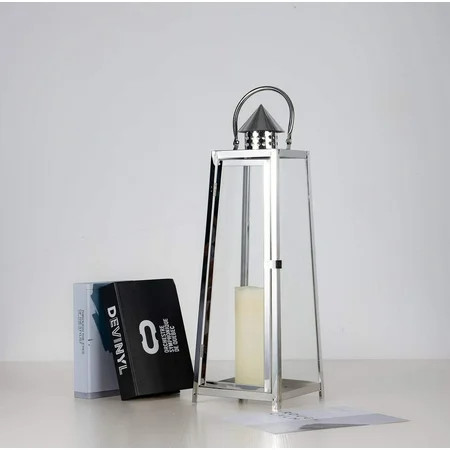 22 in tall Silver Metal Lantern Cone Top Candle Holder Centerpiece | Walmart (US)