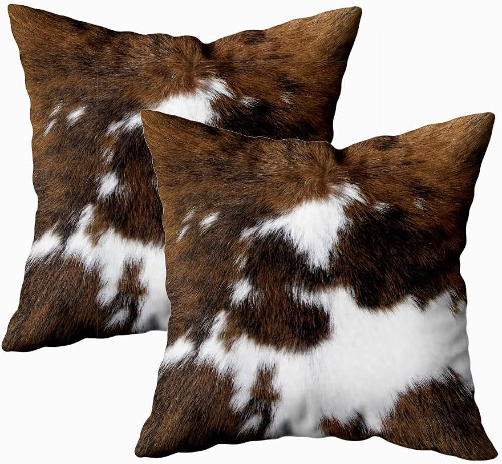 TOMWISH Pack of 2 Throw Pillow Covers Christmas Cowhide Printing Western 18x18 Pillow Cover,Decor... | Amazon (US)