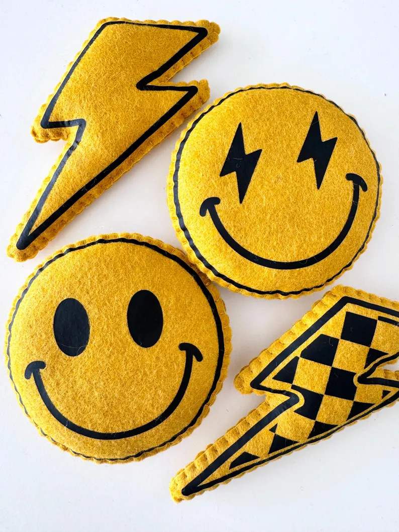 Smiley face. Lightening bolt.  Kids decor. Kids bedroom. | Etsy (US)