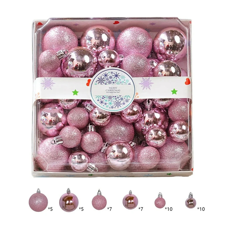 44-Piece Pink Plastic Christmas Ball Set - Transparent Tree Decoration Ornaments, for Festival Pa... | Walmart (US)