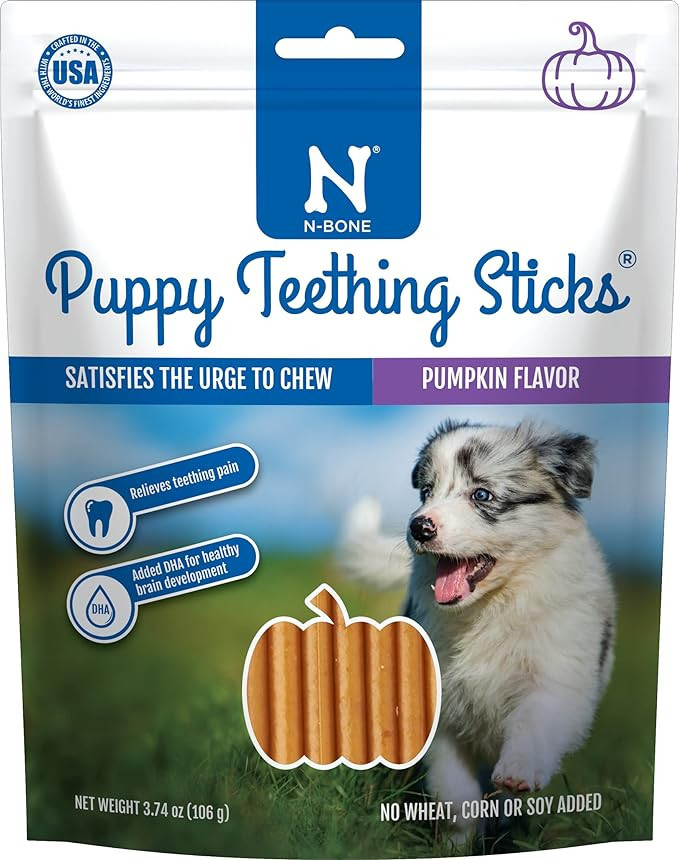 N-Bone Puppy Teething Sticks Pumpkin Flavor, 3.74-oz Bag | Amazon (US)