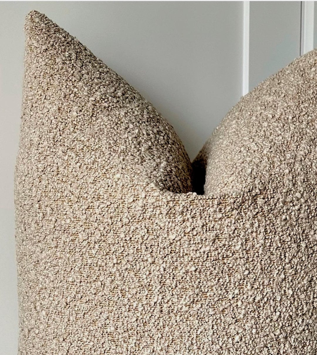 Latte Tan or Ivory Boucle Pillow Cover: Cream Off White or Light Brown Minimal Modern  Teddy Text... | Etsy (US)