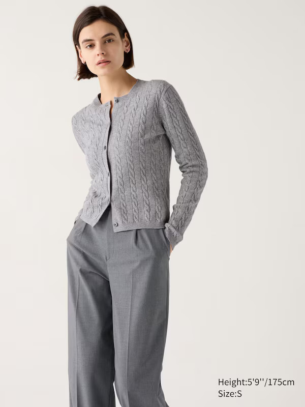 Cable Crew Neck Cardigan | UNIQLO (UK)