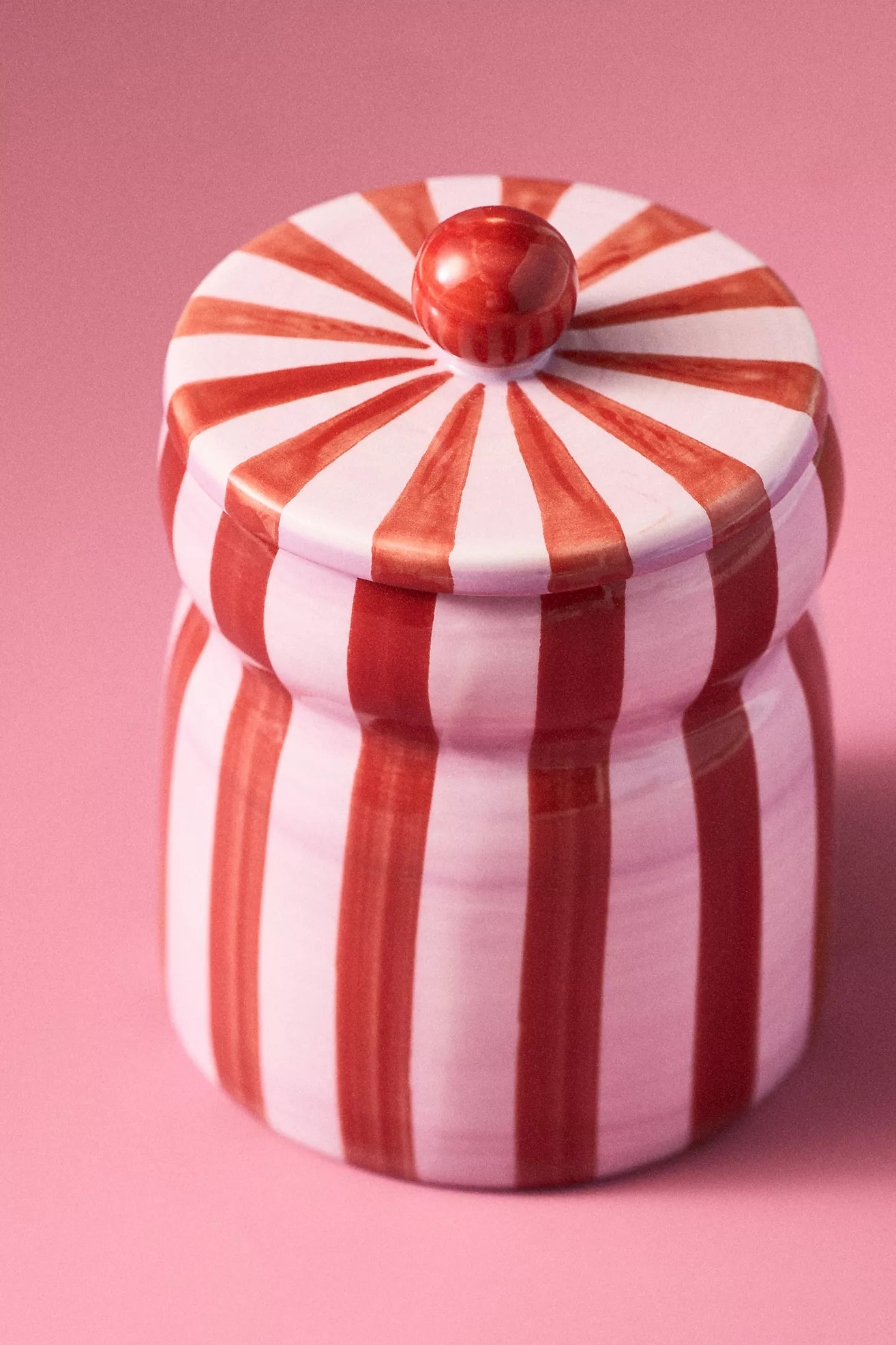 Paddywax Cabana Pink Peppermint Striped Ceramic Candle | Anthropologie (US)
