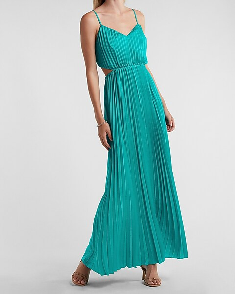 Pleated Side Cutout Maxi Dress | Express