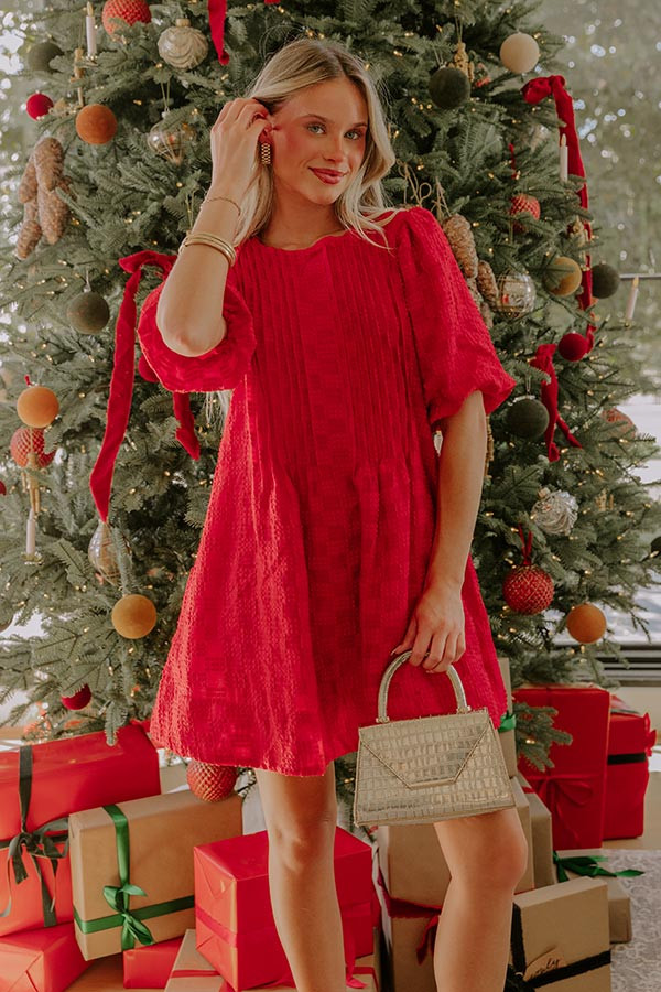 Chic Celebration Embroidered Mini Dress in Red | Impressions Online Boutique