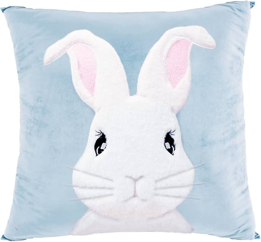 Spring Easter Bunny Throw Pillow Covers 18x18 Inch Velvet Pillowcase,3D Embroidered Rabbit Cushio... | Amazon (CA)