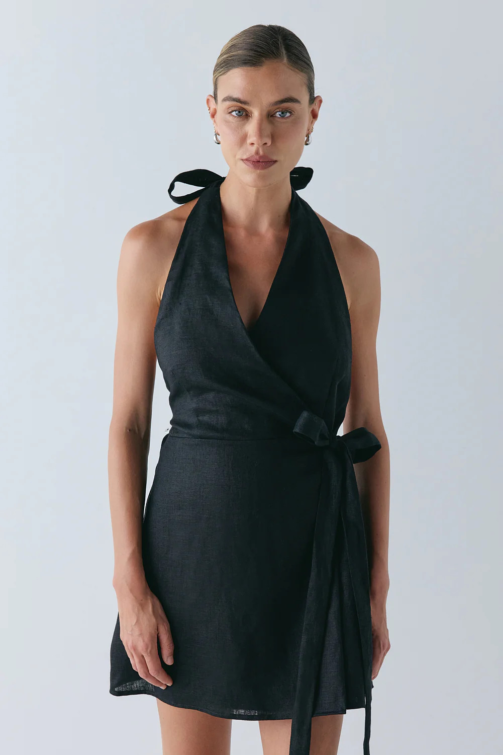 Lo Linen Mini Dress Black | VRG Grl