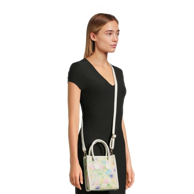 No Boundaries Women's Contemporary Mini Tote Bag, Blurred Floral | Walmart (US)
