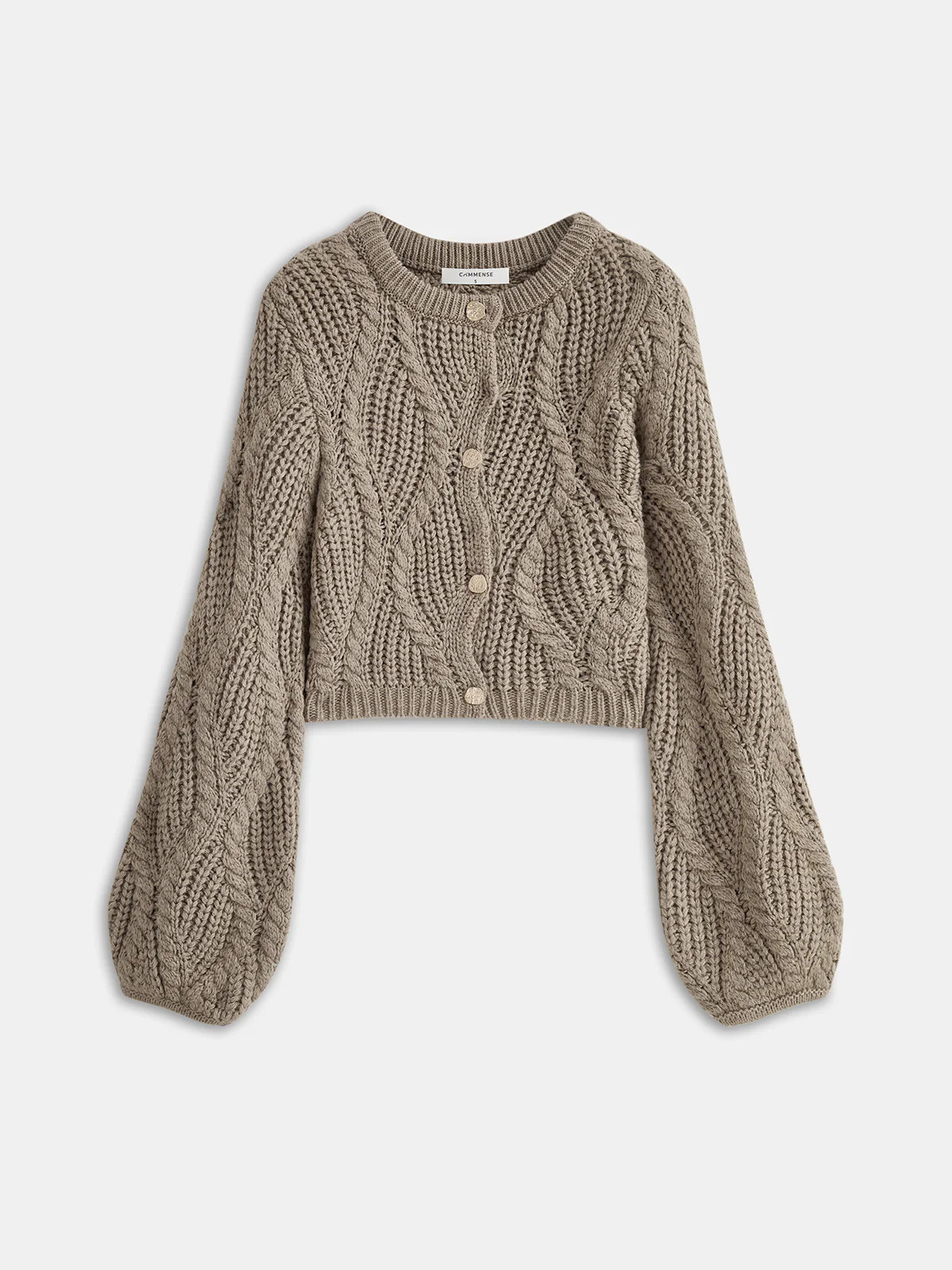 Wool Blend Cable Knit Cardigan | Commense
