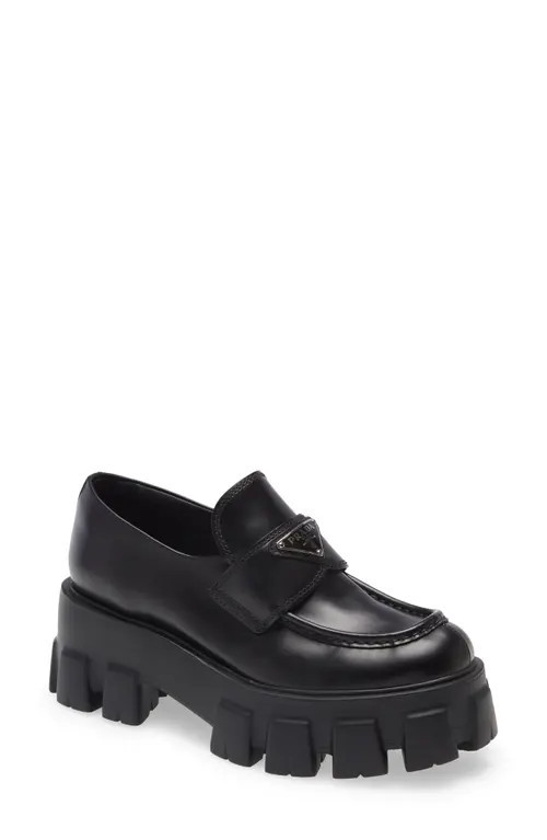 Prada Monolith Lug Sole Loafer in Nero at Nordstrom, Size 7.5Us | Nordstrom