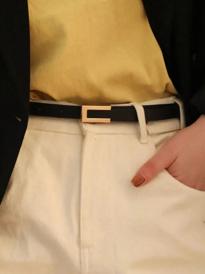 1 Stück Dünner Gürtel Für Frauen Mit Goldener Schnalle, Geeignet für Alltag Gebrauch | SHEIN