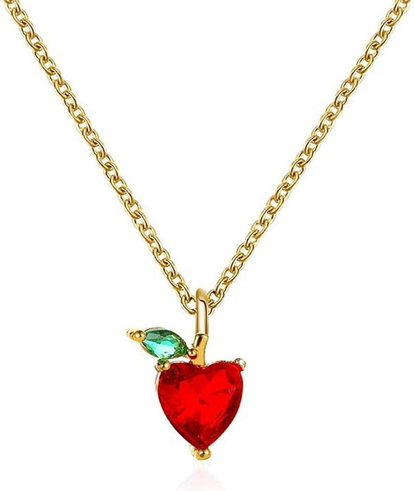 ZMJK Cute Colourful Crystal Apple Strawberry Cherry Peach Grape Lifelike Fruit Pendant Necklace f... | Amazon (US)