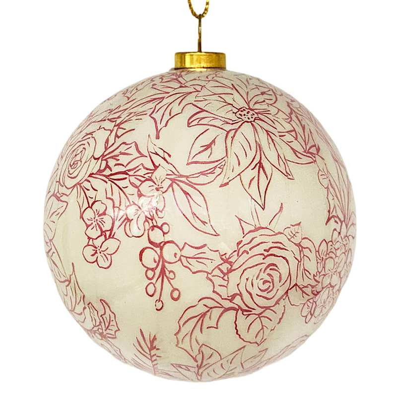 Red & Ivory Ornament, 3" | At Home