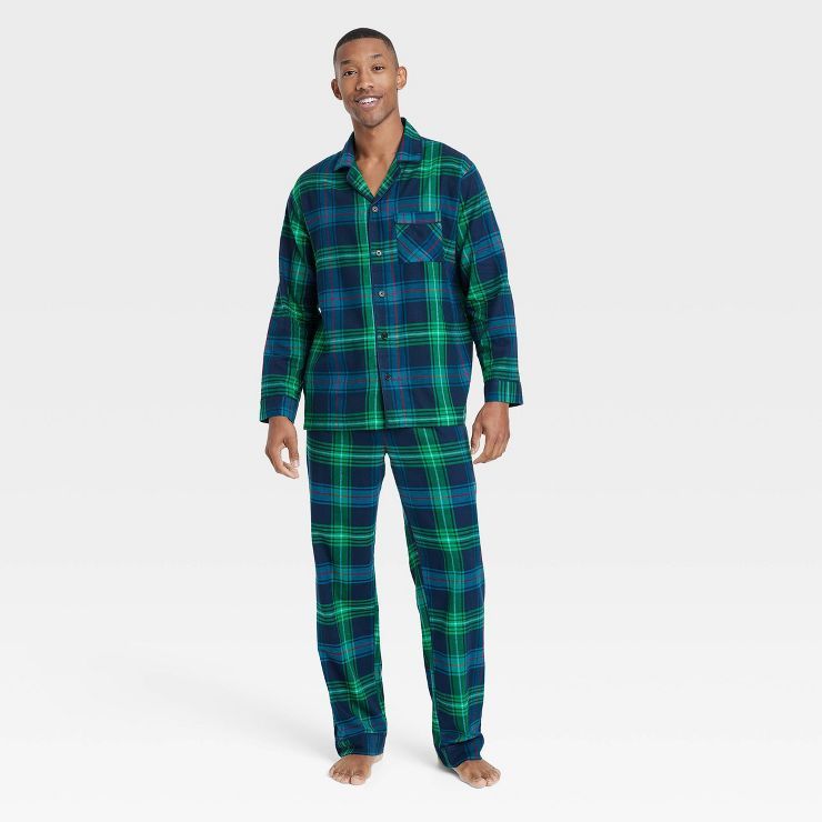 Men's Holiday Tartan Plaid Flannel Matching Family Pajama Set - Wondershop™ Blue | Target