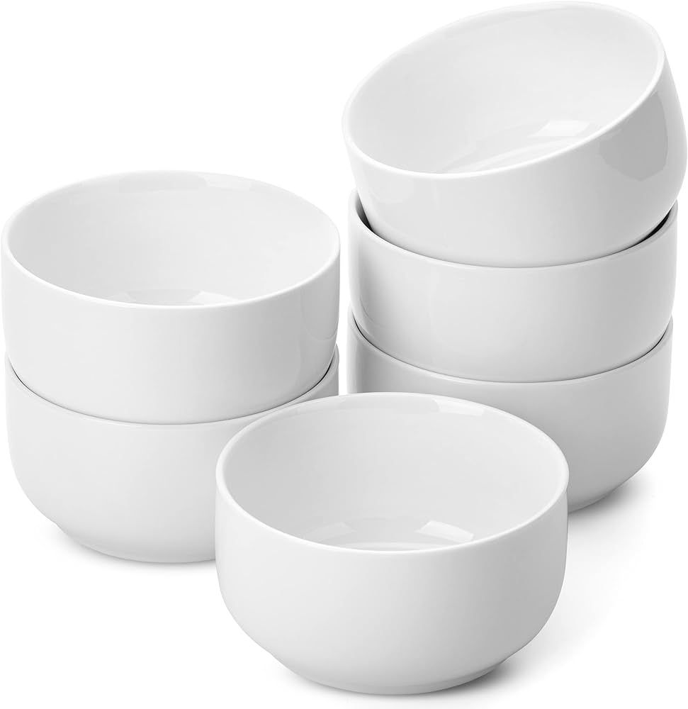 Brew To A Tea BTaT- White Cereal Bowls, Set of 6, 22 Ounces, itchen Bowls, Soup Bowls, White Bowl... | Amazon (US)