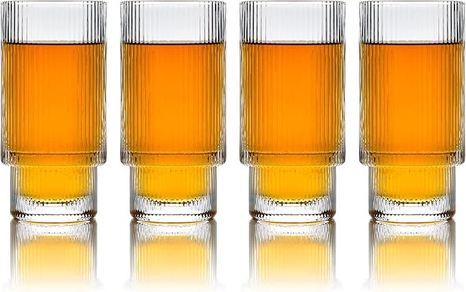 Greenline Goods Ripple Drinking Glasses - 12 oz Modern Kitchen Glassware Set - Unique Vintage Cup... | Amazon (US)