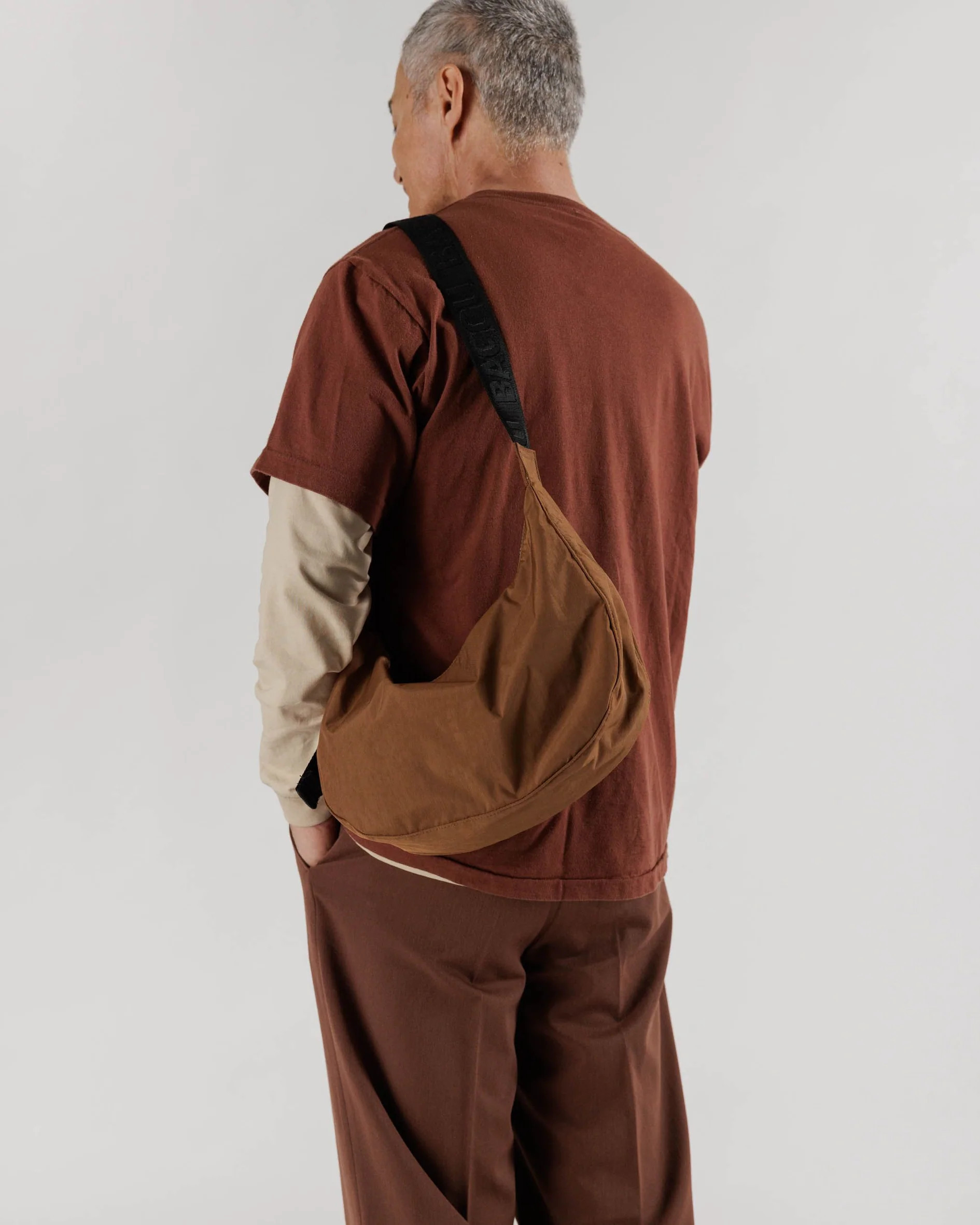 Medium Nylon Crescent Bag : Brown - Baggu | BAGGU