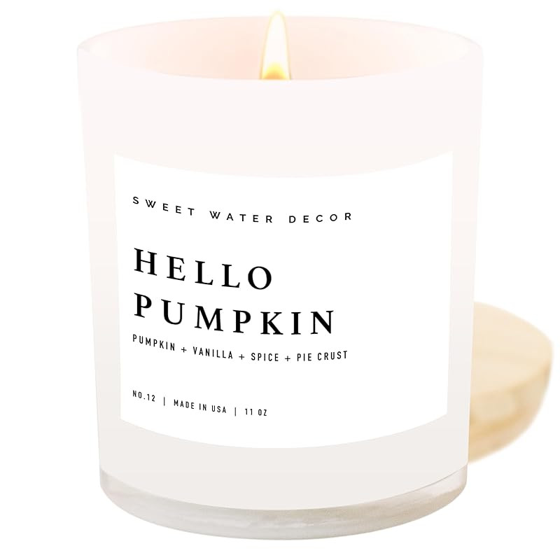 Sweet Water Decor Hello Pumpkin Soy Candle | Pumpkin | Warm Spices | Vanilla | Whipped Cream | Bu... | Amazon (US)