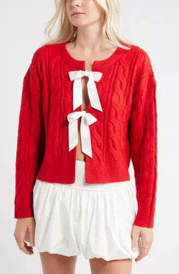 Cable Bow Tie Cardigan | Nordstrom