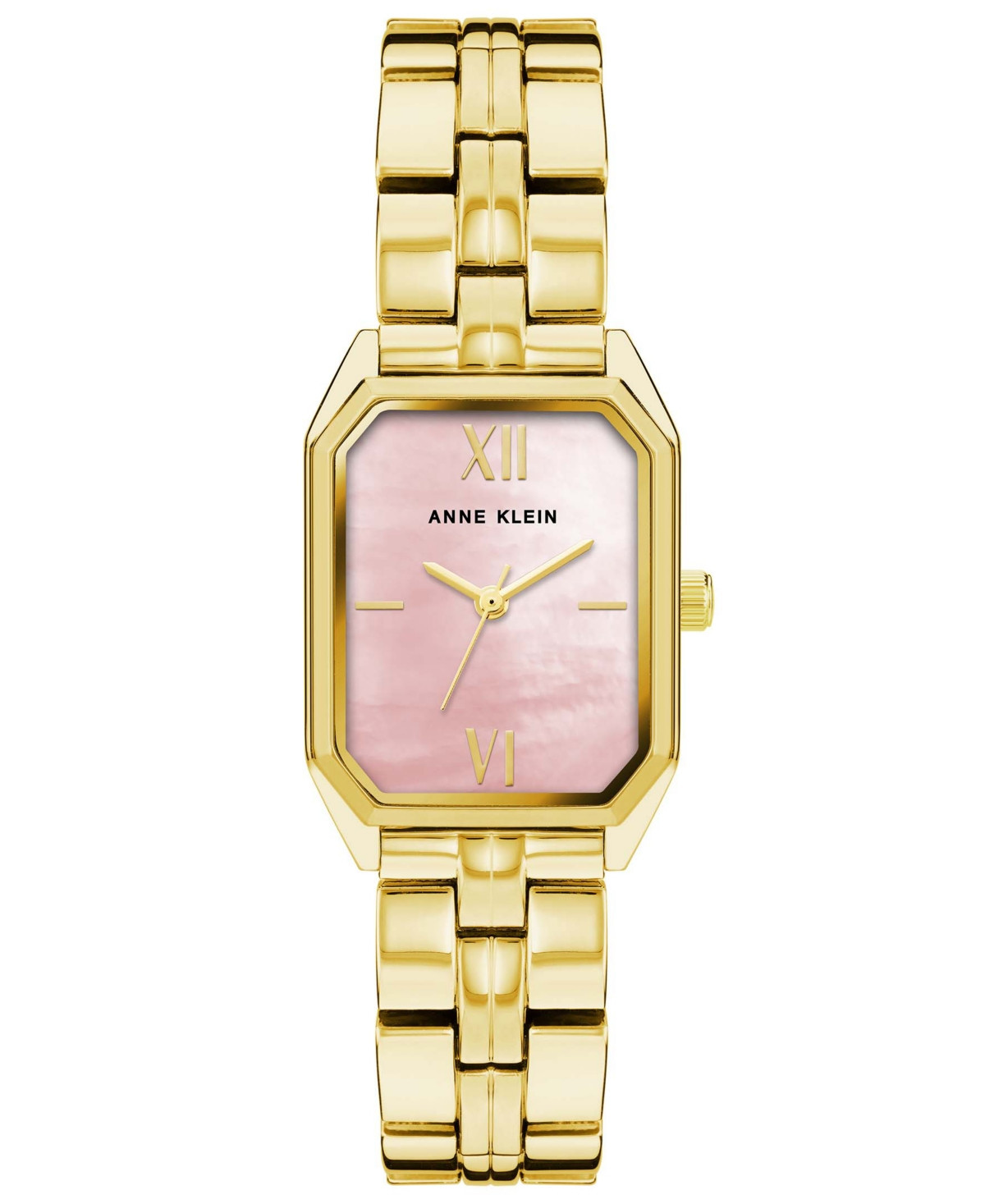 Anne Klein Women's Three Hand Quartz Gold-Tone Alloy Link Bracelet Watch, 24mm - Gold, Beige | Macy's