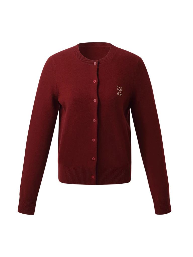 100% Wool Letter Embroidered Women Cardigan | GOELIA