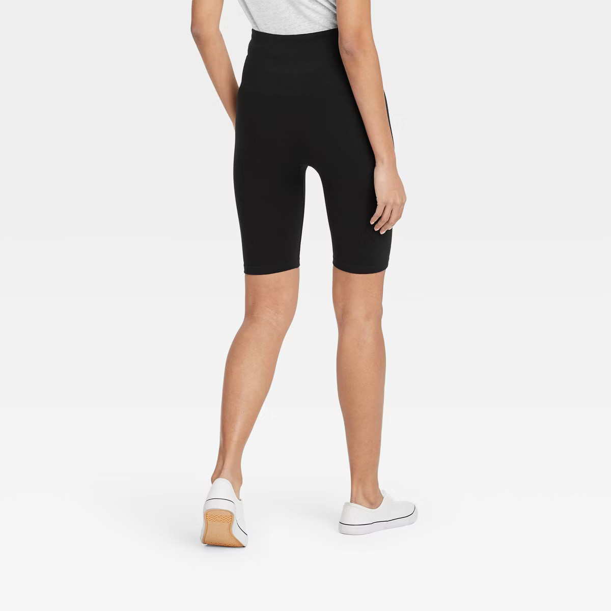 Women's High-Waist Cotton Blend Seamless 7" Inseam Bike Shorts - A New Day™ Black L/XL | Target