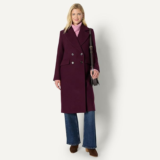 Amazon Essentials (Demi's Pick) Women's Regular-Fit Double Breasted Wool-Blend Longline Coat | Amazon (US)