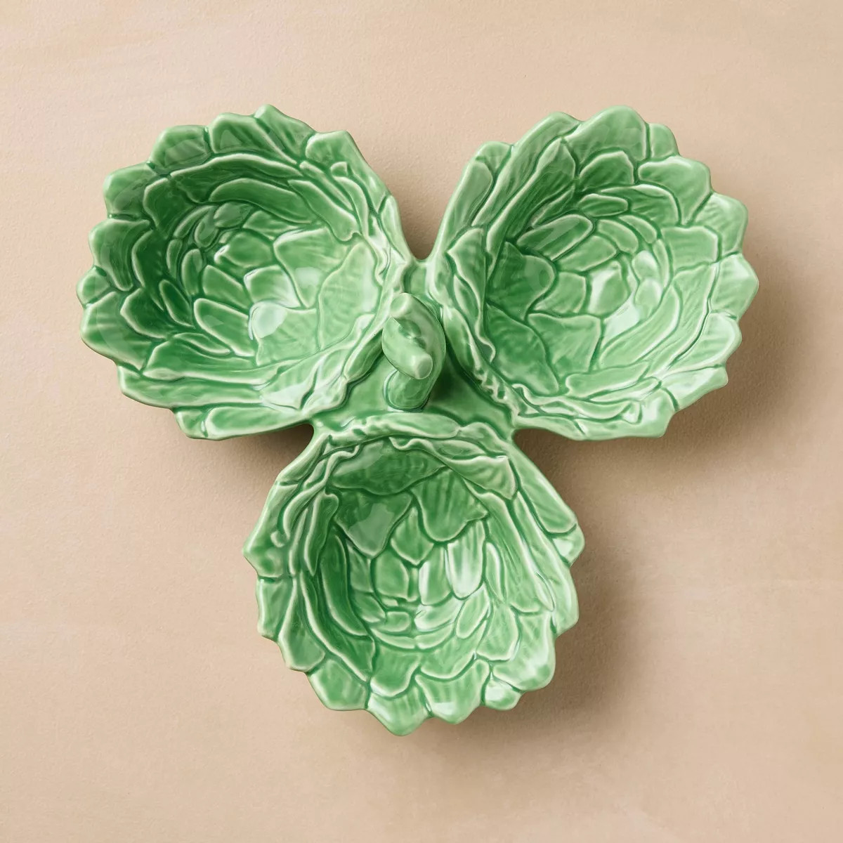 10oz Artichoke Three Section Stoneware Serving Bowl Green - John Derian for Target | Target