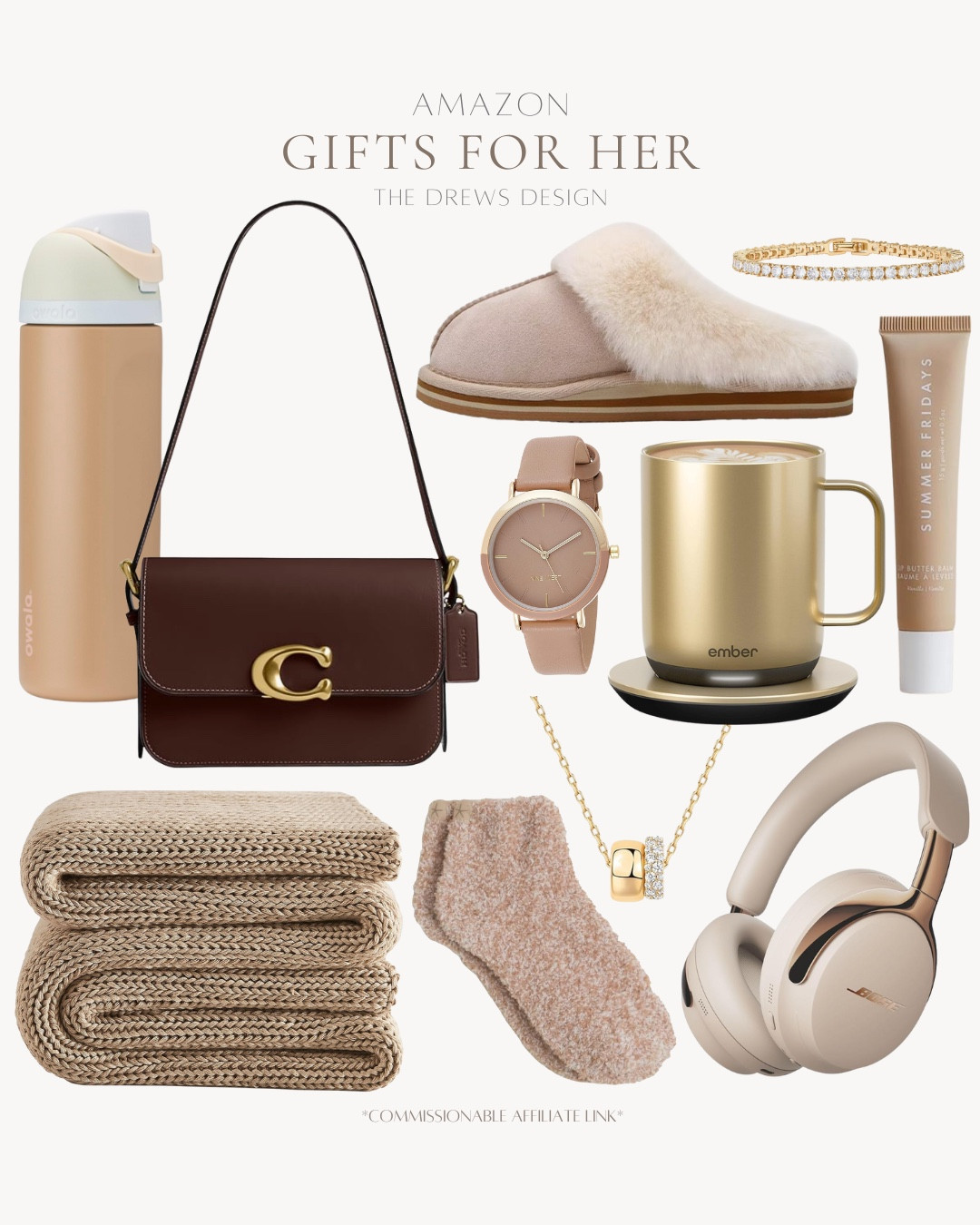 Gifts for her include lip gloss, bracelet, slippers, ember mug, watch, headphones, socks, necklace, handbag, blanket, and Owala water bottle.

Gift guide, gifts for her, gifts for mom, gifts for wife, gifts for sister

#LTKGiftGuide #LTKHoliday #LTKFindsUnder100