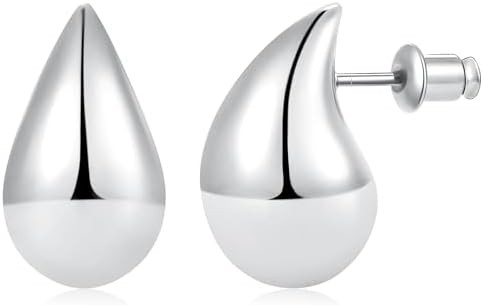 Gacimy Teardrop Earrings Dupes for Women 14K Gold Plated, Chunky Drop Earrings for Women with 925... | Amazon (US)