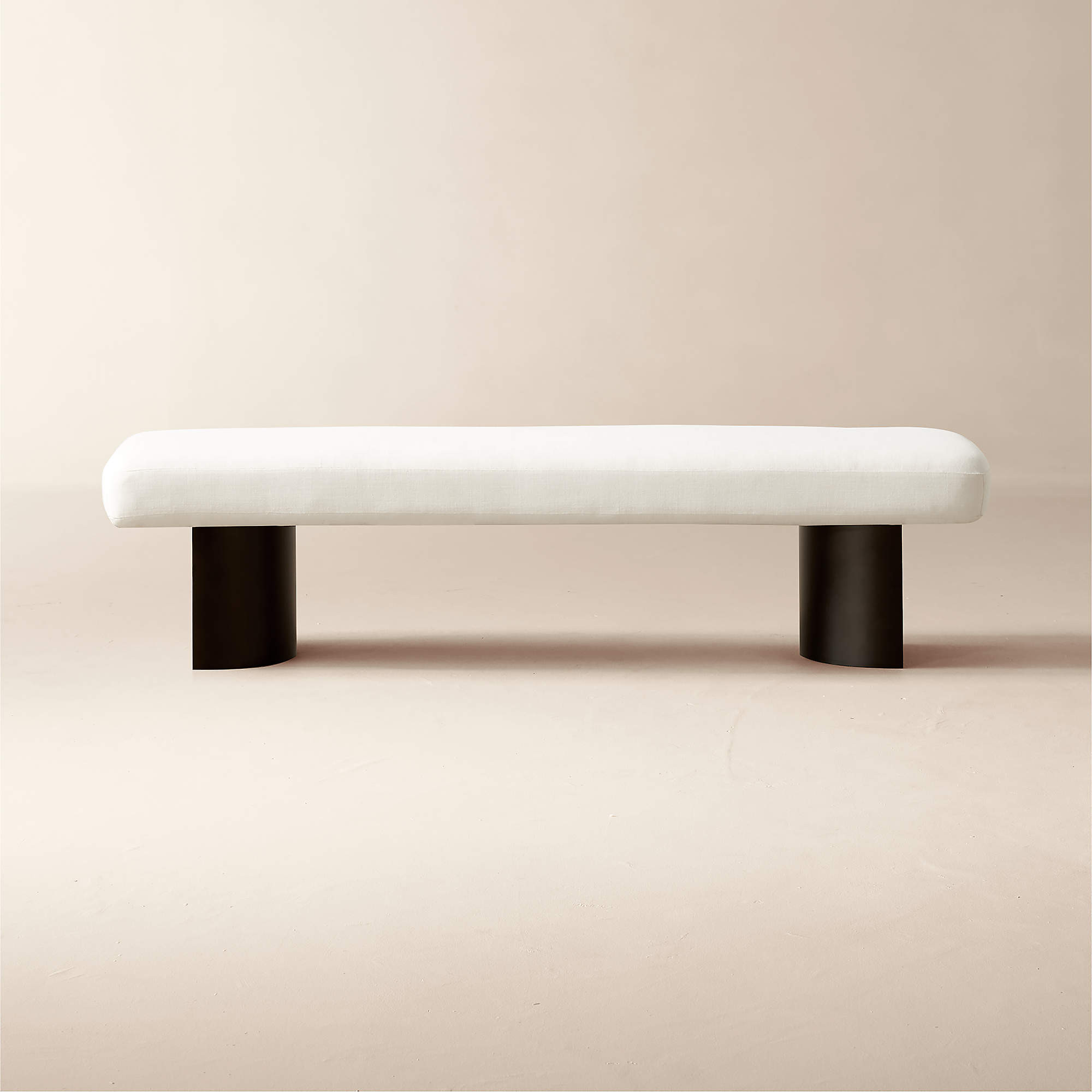 Argyle 63" White Linen Upholstered Bench + Reviews | CB2 | CB2