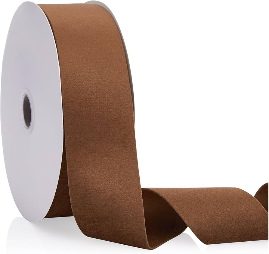 Coffee Velvet Ribbon Double Faced 2 inch Continuous 20 Yards Use for Christmas Tree Ornaments, Gi... | Amazon (US)