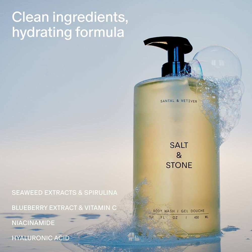 Salt & Stone Antioxidant-Rich Body Wash - Santal & Vetiver | Cleanse, Nourish & Soften Skin with ... | Amazon (US)