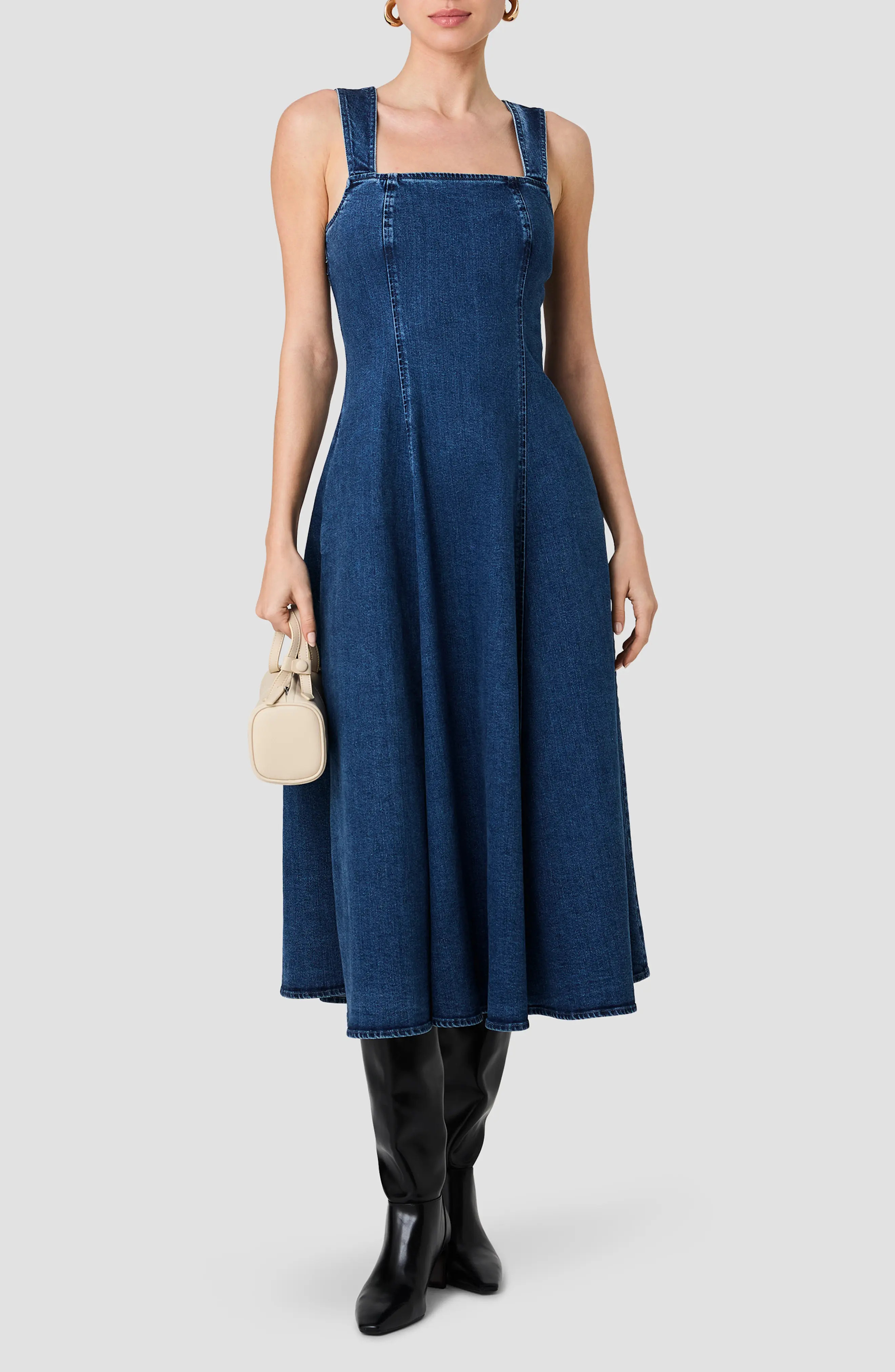 French Connection Delancy Sleeveless Fit & Flare Denim Midi Dress (Women) | Nordstrom | Nordstrom