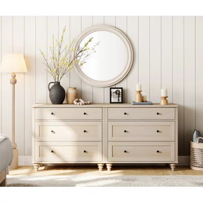 Scarlett Dresser For Bedroom With 6 Drawers, Mid Century Modern Wooden Closet Storage Organizer | Wayfair North America
