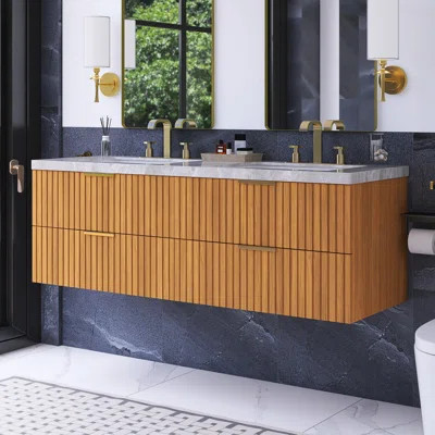 60 Inch Modern Wall-Mounted Floating Bathroom Vanity | Wayfair North America